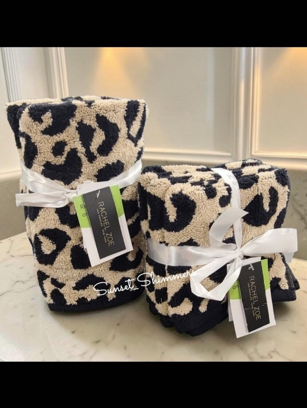 6 Piece Rachel Zoe Leopard Cheetah Animal Print Hand Towel & Washcloth Set NEW
